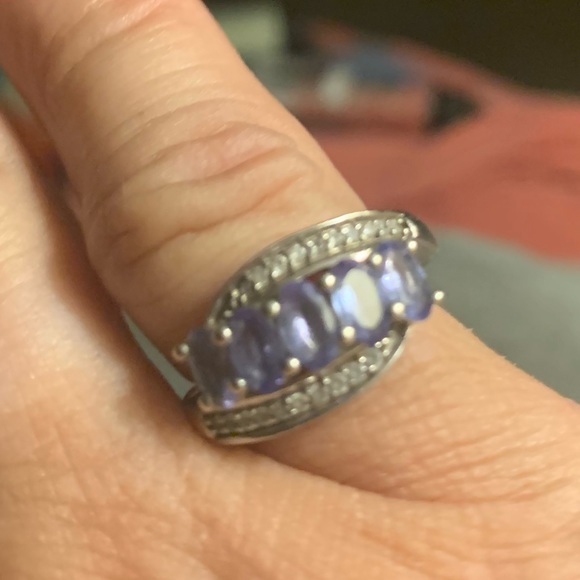 Genuine tanzanite & Zircon sterling silver ring - Picture 4 of 8